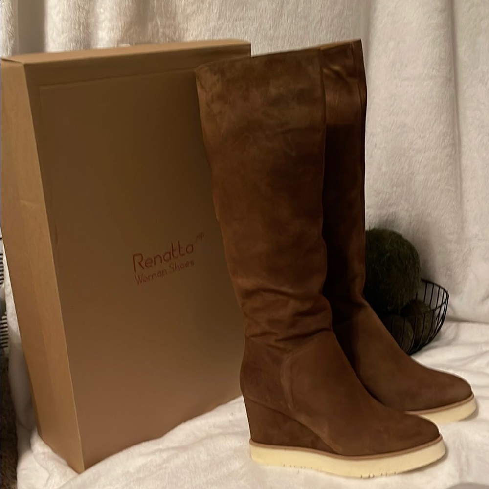 Renatta Brown Suede Wedge Boots